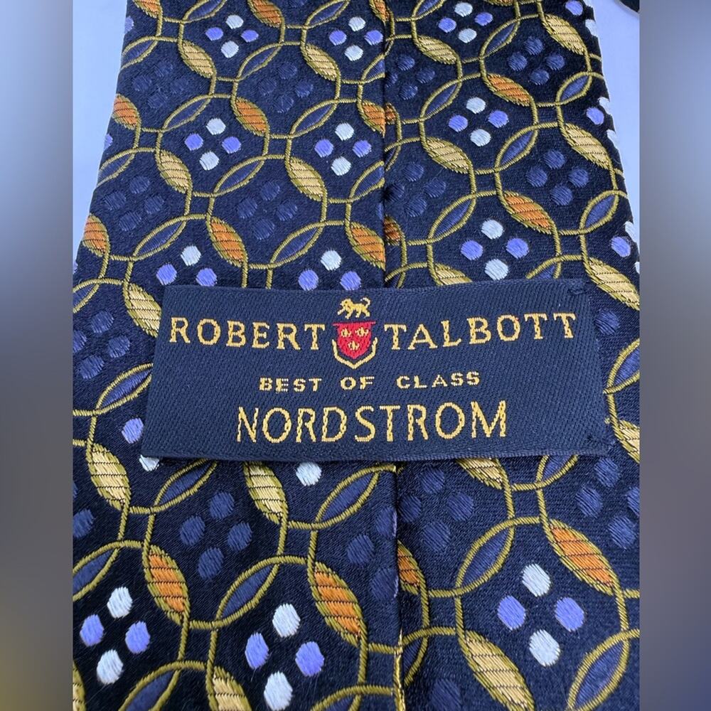 Robert Talbott Silk Tie Nordstrom Best of Class Geometric Navy Gold - Picture 4 of 7